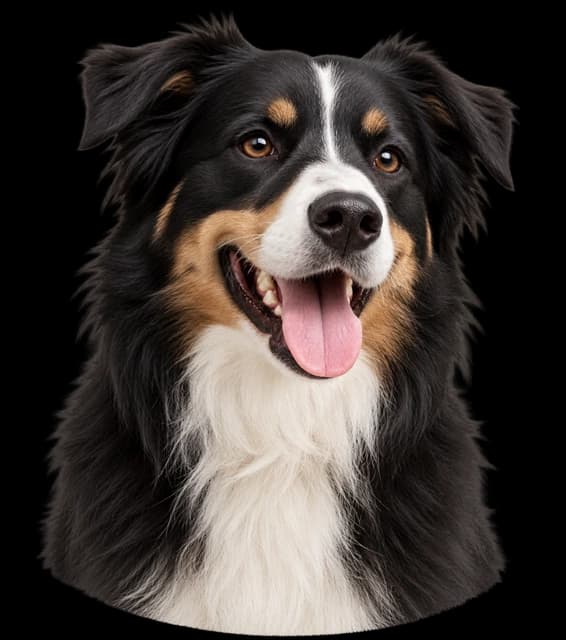 Happy black and white Border Collie with tongue out