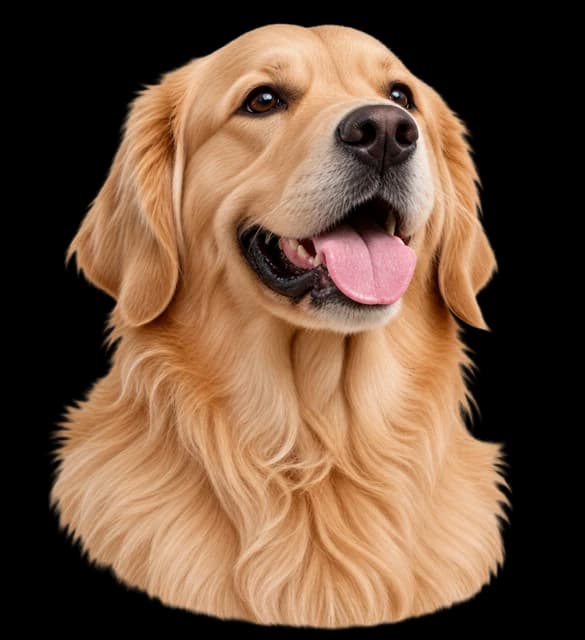 Happy golden dog with long ears and tongue out